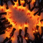 YULETIME 200 Orange String Lights with Black Wire, Pack of 2 Sets 33 ft 100 Count UL Certified Christmas String Lights (Orange)