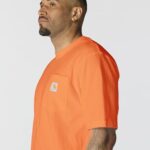 Carhartt Mens Loose Fit Heavyweight Short-Sleeve Pocket K87 Workwear Short Sleeve T-Shirt (Regular and Big & Tall Sizes), Brite Orange, Large US