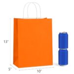 BagDream Orange Gift Bags 10x5x13 Large Kraft Paper Bags with Handles Bulk for Halloween, Sporting Party Favors, Fall Festivals, Shopping, Retail, Grocery Paper Sacks 100Pcs