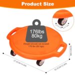 Sports Scooter Board with Handles Sitting Scooter Board with Universal Wheels Manual Sport Scooters Plastic Casters Floor Scooter Board for Gym Physical Education Equipment Indoor Outdoor (Orange)