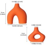 CEMABT Orange Ceramic Vase Set of 2 for Modern Minimalist Bohemian Decor?Round Matte Donut Vases for Pampas Grass-Perfect for Living Room, Dining Table, Office Bedroom Shelf Decor Entryway, Console