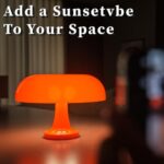 Modern Decorative Table Lamp, Mushroom Cap Design, USB Powered, 3 Lighting Modes, Dimmable, for Bedroom, Living Room Decor, Polished Plastic, Sunset Theme, Push Button Control, Adjustable Brightness