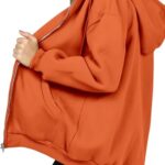 PRETTYGARDEN Women’s 2026 Spring Zip Up Y2K Hoodies Casual Long Sleeve Sweatshirts Fall Winter Track Jackets with Pockets (Orange,Large)