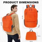 HOLYLUCK 20L lightweight packable Hiking Daypack Foldable Backpack for Men Women Small Travel Outdoor Foldable Shoulder Bag-orange