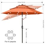 ABCCANOPY 3-Tiers 11FT Solar Patio Umbrella, Outdoor Umbrella with 32 LED Lights for for Deck, Pool, Garden, Backyard (Orange)