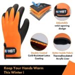 HPHST Waterproof Work Gloves for Men and Women, Winter Work Gloves for Cold Weather, Touchscreen, Thermal Insulated Freezer Gloves (Orange, Large)