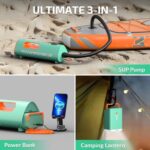 Swonder Seafalcon Paddle Board Pump, 3-in-1 Rechargeable Electric Air Pump with Removable Battery, Portable Pump for Paddleboard, Kayak, Inflatables, Boats (Cyan/Tangerine)
