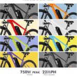 Qlife Racer Electric Bike for Adults – 21-Speed Mountain Lightweight Ebike with Peak 750W 22MPH Brushless Motor, 375Wh Removable Battery, 26X2.1 Tire Step Over E-MTB,Orange