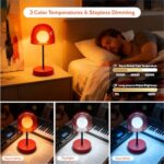 PetiitLyt Small Mushroom Lamp Orange, LED Cordless Kitchen Lamp with 3CCT & Stepless Dimming, Rechargeable Mini Light for Art Room Study and Desk, 7.7″ W x 10.6″ H (Reddish Orange)
