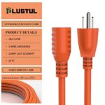 Outdoor Extension Cord 25 FT Waterproof, 16/3 Gauge Heavy Duty 3 Prong Extension Cord, 13A 1625W SJTW, ETL Listed, Great for Garden and Home, Orange