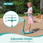 Gotrax KS1 Kids Kick Scooter, LED Lighted Wheels and 3 Adjustable Height Handlebars, Lean-to-Steer & Widen Anti-Slip Deck, 3 Wheel Scooter for Boys & Girls Ages 2-8 and up to 110 Lbs (Green)