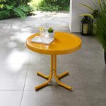 Crosley Furniture Griffith Weather Resistant Retro Metal Outdoor Side Table for Patio, Deck, Porch, Tangerine