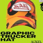 Von Dutch Monogram Trucker Cap – Retro Snapback Cap for Men and Women – Adjustable Snap Fit Panel, Mesh Rear, Curved Bill, Size One Size, Absolute Orange