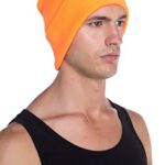 Top Level Beanie Men Women – Unisex Cuffed Plain Skull Knit Hat Cap, Neon Orange