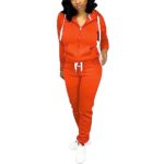Nimsruc Two Piece Outfits For Women Jogging Suits Casual Tracksuit Long Sleeve Sweatsuit Pants Sets Orange L