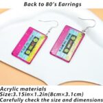 80s Neon Earrings for Women Cassette Tape Earrings Acrylic Drop Earring Retro Radio Dangle Earrings for 80’s 90’s Outfit Party Halloween Costume 80s Accessories for Women Neon Jewelry-Tape 1pcs