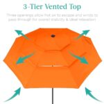 Best Choice Products 10ft 3-Tier Solar Patio Umbrella, Outdoor Market Sun Shade for Backyard, Deck, Poolside w/ 24 LED Lights, Tilt Adjustment, Easy Crank, 8 Ribs – Orange