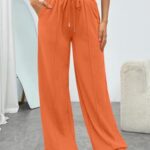 Trendy Queen Womens Wide Leg Sweatpants Baggy Loose Fall Barrel Casual Lounge Athletic Pants Comfy Teen Girl Cute Joggers Orange S