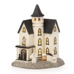 Lenox Vintage Halloween Light-Up Manor Figurine, 8.25-Inch, Porcelain Haunted House, Halloween Decor Indoor, Pumpkins, Ghost, Fall Decor Spooky Table Decoration (1 Piece) 3 AAA Batteries Not Included