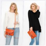 Solene Womens Envelop Clutch Purse Multi Compartments, 6 Card Slot Inside, Crossbody Bag With Tassels (WU075-Burnt Orange)