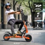 DOF 60V 27AH Electric Scooter for Adults, 5600W Dual Motor Commuter with 50MPH Speed & 40 Miles Range,11″ Vacuum Off-Road Tires, Dual Brake System (Orange and Black, Electric Scooter)