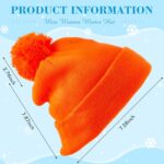 Geyoga 2 Pcs Pom Beanie Hat Men Women Winter Hat Pom Knit Cap Beanies with Ball at Top Acrylic Winter Cap with Cuff Orange