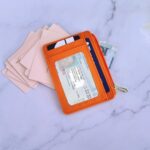 CATCH ON Small Wallet Women & Men, Slim Minimalist Faux Leather Front Pocket Credit Card Holder With Zipper Pocket (orange)