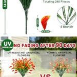 TURNMEON 12 Bundles Calla Lily (240 Heads) Artificial Flowers for Outdoors, Fake Plants UV Resistant Faux Plastic Fake Flowers for Indoor Home Porch Yards Spring Summer Cemetery Decor(Orange Red)