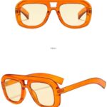 ISIUINN Trendy Square Aviator Sunglasses for Women Men Flat Top Frame 70s Oversized Square Sun Glasses Vintage Shades (Orange)