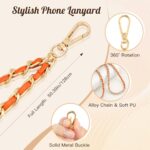 TiMOVO Universal Phone Lanyard, Metal Cell Phone Chain Anti-Theft Crossbody Strap for iPhone 17, 16 Series and Most Smartphones, Cell Phone Neck Holder for Women, Orange