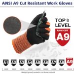 Schwer ProGuard Highest Level Cut Resistant Work Gloves PR3326 for Extreme Protection?ANSI A9 Cut Gloves with Reinforced Thumb, Non Slip, Breathable, Durable, Touch-screen, Orange 1 Pair?L?