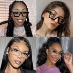 Mirkcittle Oversized Blue Light Blocking Glasses for Women Men Fashion Clear Frame Square Computer Eyeglasses(Orange Frame)