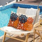 DFXSZ Outdoor Pillow Covers 18×18 Inch Set of 2 Blue Orange Flower Decorative Waterproof Summer Outdoor Pillow Covers Valentines Pillow Covers for Patio Funiture Garden Couch 168N18