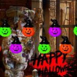 Taoushuleng 6FT 25LED Halloween Hooded Pumpkin String Lights, Icicle Light Strand with 10 Witch Hat Pumpkin Lights, 8 Lighting Modes, Battery Operated, Indoor Outdoor Holiday Decoration