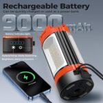 Rechargeable 12000mAh Camping Light with Adjustable Stand, Cordless Work Light with 3 LED Lamp Heads, 2200 Lumens Dimmable Magnetic Emergency Flashlight with Detachable Tripod, Orange