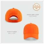 2-Pack Classic Structured Baseball Cap Adjustable Snapback Multipack Ball Caps for Custom Embroidery Running Workouts Outdoor (Orange, 2)