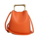ZGRJSZDD Women PU Leather Handbag Crossbody Shoulder Purse Top Handle Bucket Bag?A Orange