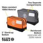 Klein Tools Tool Pouch, Dual Compartments, Heavy-Duty Tool Bag Organizer, Multipurpose Bag
