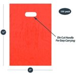 9×12 Orange Die Cut Handle Plastic Shopping Bags 100/cs