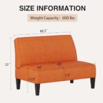 Changjie Furniture Small Loveseat Sofa Upholstered Mini Couch for Small Spaces 2-Seater Sofa Couch with Wooden Legs for Bedroom Living Room (Orange)