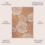 JONATHAN Y Floral Textured Weave Indoor Outdoor Area Rug 4X6 Orange/Cream, Zinnia Modern for Backyard, Patio, Porch, Easy-Cleaning, High Traffic, Pet-Friendly, Non-Shedding (SMB110E-4)