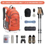 RealCool Hiking Backpack for Men Women,20L Lightweight Waterproof Travel Camping Backpack Hiking Daypack for Cycling Running,Orange