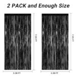 2 Pack 2026 Graduation Party Decorations, 3.28 FT x 7.05 FT Black Backdrop, Metallic Halloween Decorations Photo Backdrop Fringe Curtains Tinsel Backdrop Foil Streamer, Grad Party Supplies