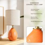 Dawnwake 18.5″ Table Lamp Set of 2 for Living Room Bedroom, Bedside Lamps for Night Stands, Desk Nightstand Lamp Dimmable, Modern Linen Cream Ceramic Lamps (Orange)