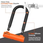 Sportneer Bike U Lock – Heavy Duty Anti Theft Bike Lock with 5ft Security Steel Cable – 17mm Shackle Bicycle U-Locks with Keys & Sturdy Mounting Bracket for Road, Mountain, Electric Bike – Orange