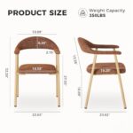 DUMOS Dining Chairs Set of 2, Linen Fabric Upholstered Kitchen Side Chairs with Curved Backrest & Metal Legs, Modern Farmhouse Accent Chairs for Dining Room Kitchen Living Room Cafe, Orange