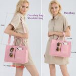 ZHMO Canvas Tote Bag for Women With Compartments and Pockets,Pink Women’s Bags Crossbody Bags Work Laptop Tote Bag Large Satchels Handbag Tote Purse Everyday Shoulder Bag for Travel Nurse Teacher Gift
