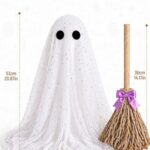 Halloween Decorations Ghost and Witch Broom Set, Lighted Halloween Fall Decor for Mantel, Shelf, Fireplace, Entryway, Tabletop Display, Cute Spooky Indoor Home Decor