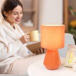 Lampwell Vane Small Ceramic Table Lamp for Living Room and Bedroom,Modern Kids Night Table Lamp,?7.09×H13.39IN,Bulb Excluded,Orange