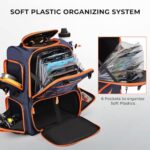 KastKing Bait Boss Fishing Tackle Backpack with Rod Holders-4 Tackle Boxes-Rain Cover,43L Large Storage for Fishing Gear, Orange